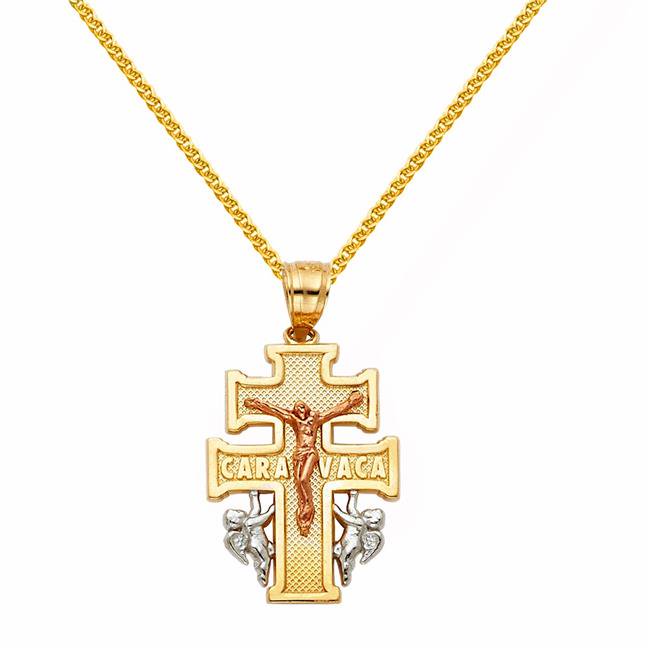 Caravaca Cross Pendant 18k Gold Plated with 20 inch Chain Caravaca Necklace Caravaca Cross Pendant 18k Gold Plated with 20 inch Chain Caravaca Necklace